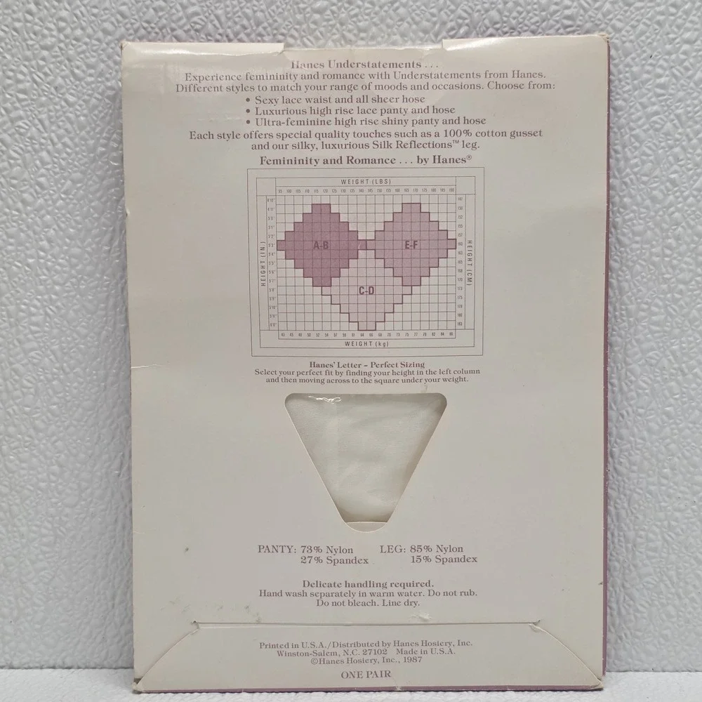 Vintage Hanes Understatements High Rise Lace Panty And Hose White Size AB
